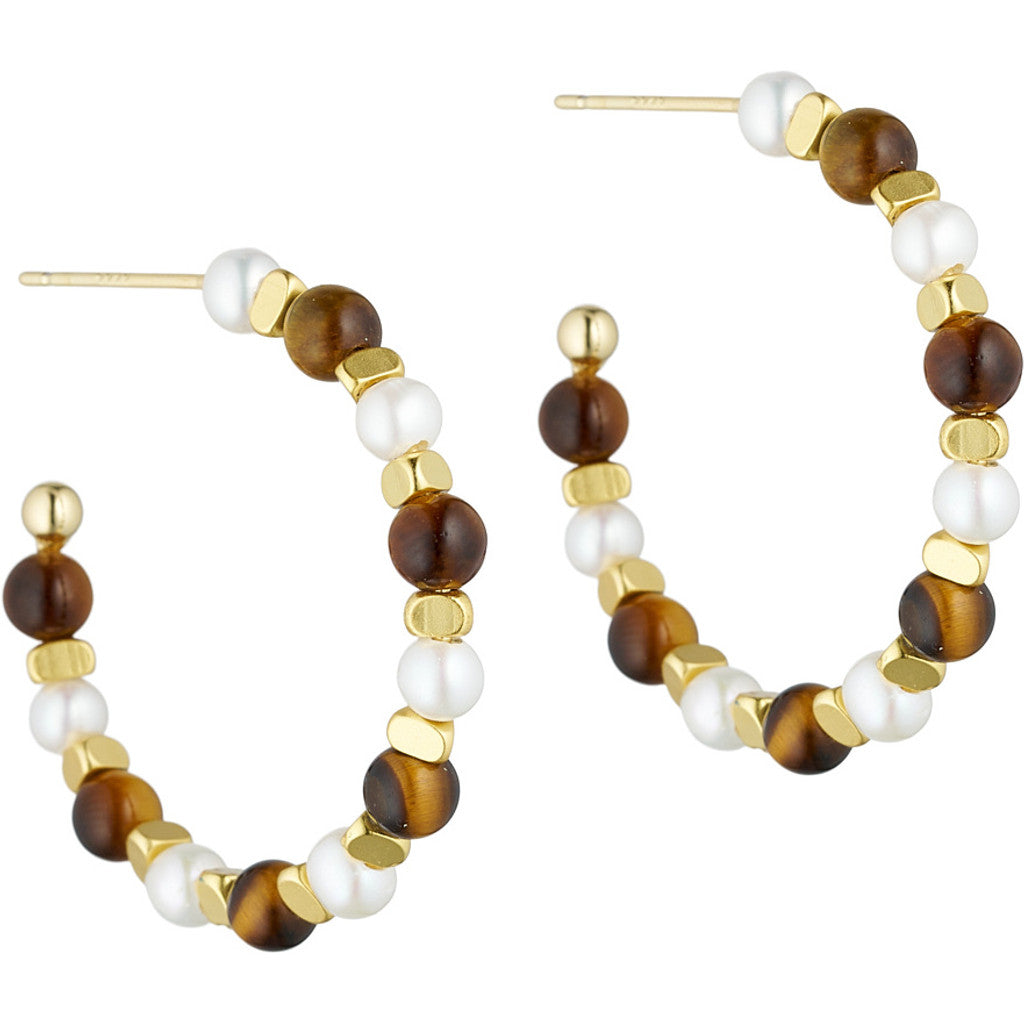 Jewelry T&S Creole Earring Brown Earring Natural-gold