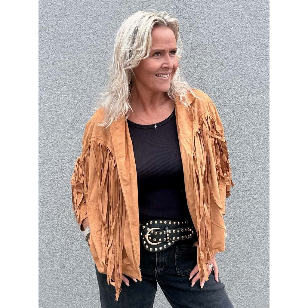 Clothing T&S Dolly Fringe Jacket Jacket Cognac