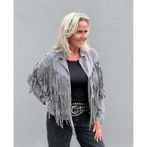 Clothing T&S Dolly Fringe Jacket Jacket Grey