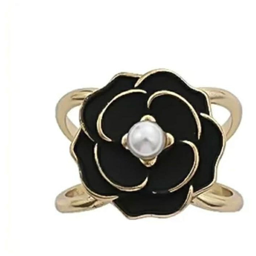 Jewelry T&S Flower Scarf Ring Scarf Ring Black