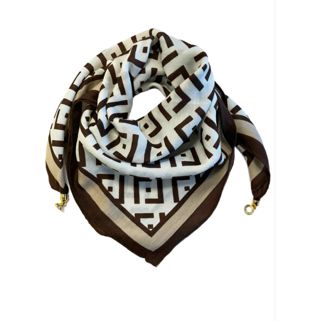 Scarf T&S Franny Jewelry Scarf Scarf Brown-off white-latte
