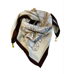 Scarf T&S Franny Jewelry Scarf Scarf Brown art line