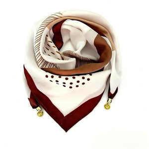 Scarf T&S Franny Jewelry Scarf Scarf Coffee-Off white circles