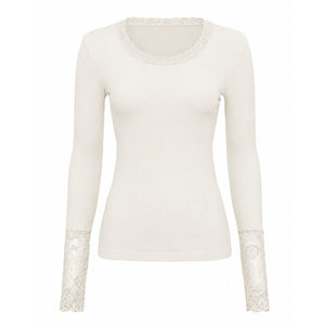 Microfiber T&S Frida T-shirt Costina Lace LS T-shirt LS Ivory