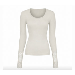 Microfiber T&S Frida T-shirt Lace LS T-shirt LS Ivory