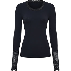 Microfiber T&S Frida T-shirt Lace LS T-shirt LS Nero