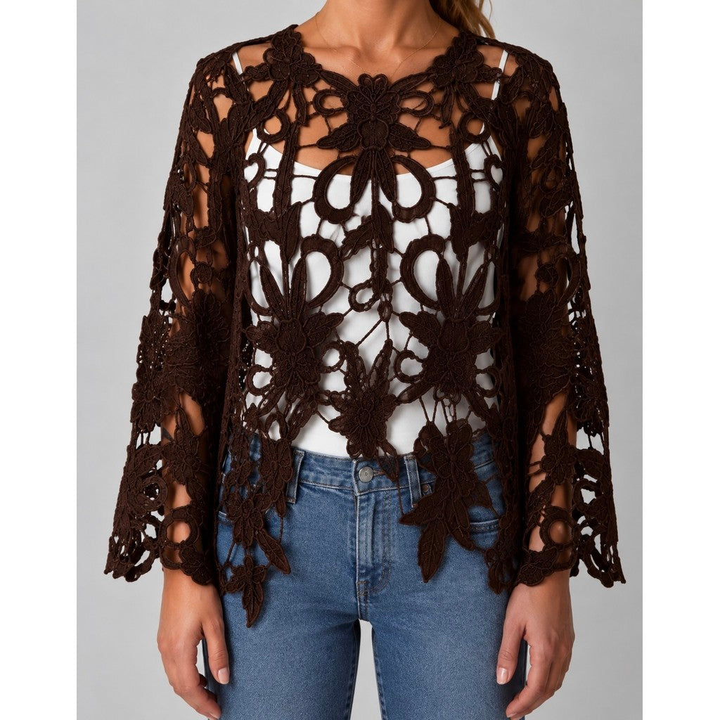 Clothing T&S Gudrun Lace Blouse Blouse Dark brown