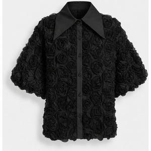 Clothing T&S Gwen Flower Shirt Shirt Black