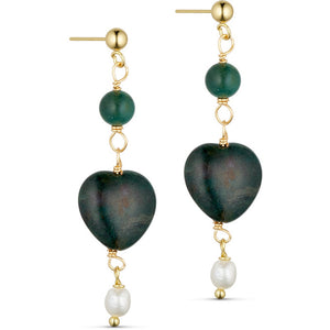 Jewelry T&S Heart stone Earring Earring Indian agat