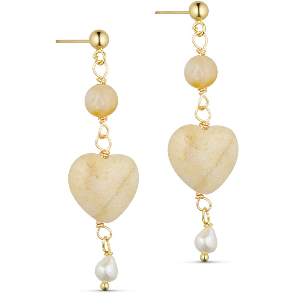Jewelry T&S Heart stone Earring Earring Jade yellow