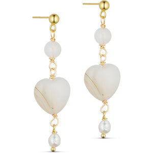 Jewelry T&S Heart stone Earring Earring White agat