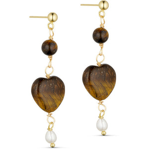 Jewelry T&S Heart stone Earring Earring Yellow tiger Eye