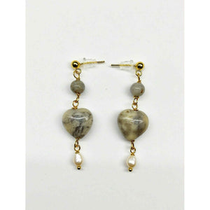 Jewelry T&S Heart stone earring Earring Grey agat