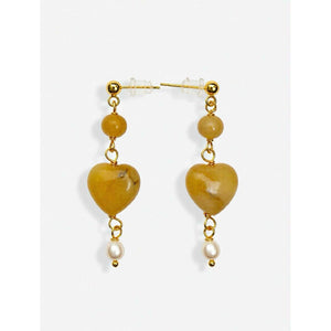 Jewelry T&S Heart stone earring Earring Jade yellow