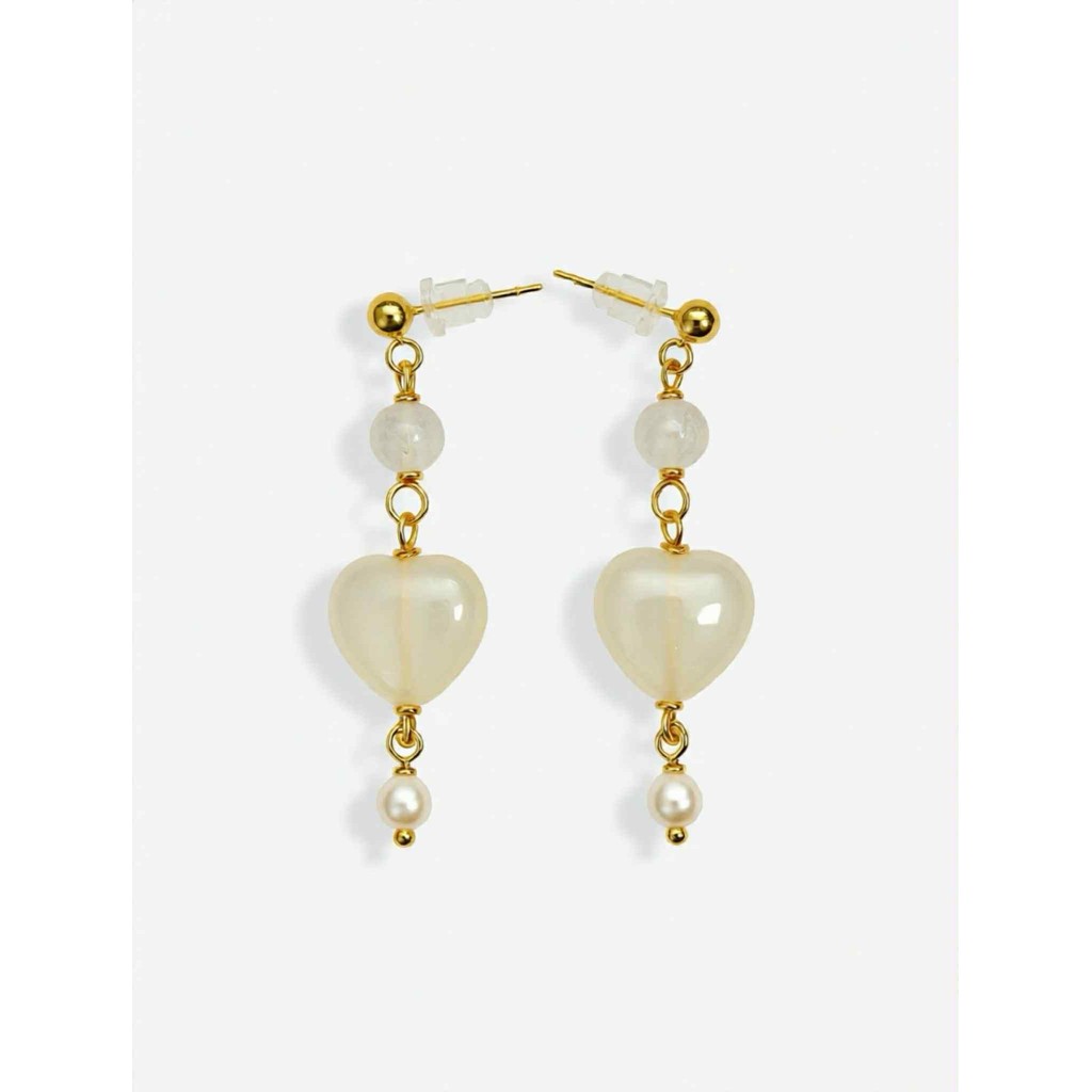 Jewelry T&S Heart stone earring Earring White agat