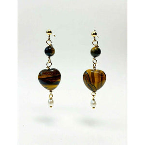 Jewelry T&S Heart stone earring Earring Yellow tiger Eye