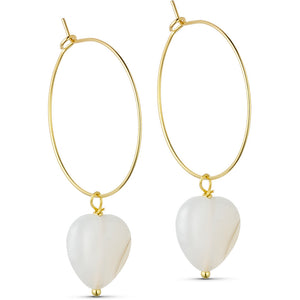 Jewelry T&S Heart stone hoop earring Earring White agat