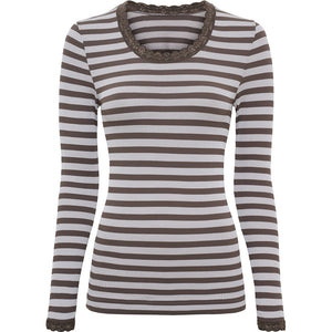 Microfiber T&S ISA FRIDA stripe T-shirt LS T-shirt LS Noce-bianco