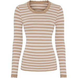 Microfiber T&S ISA FRIDA stripe T-shirt LS T-shirt LS Nudo-bianco