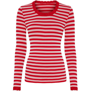 Microfiber T&S ISA FRIDA stripe T-shirt LS T-shirt LS Rosso-bianco
