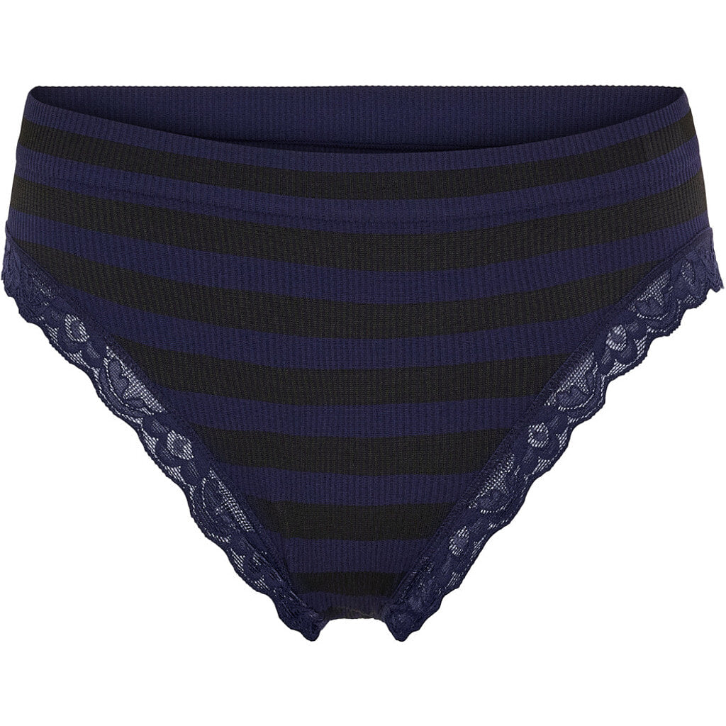 Microfiber T&S ISA stripe dark rib panties lace Panties Nero/Blu