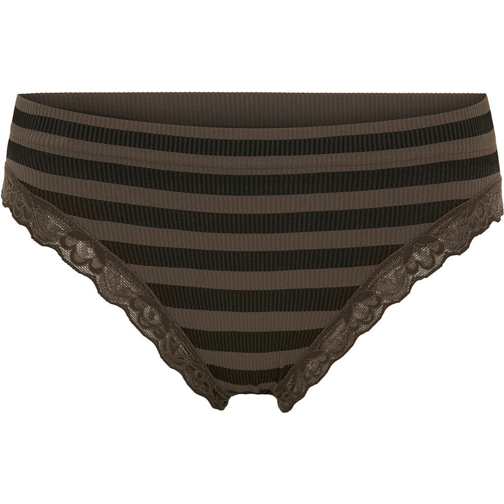 Microfiber T&S ISA stripe dark rib panties lace Panties Nero/noce