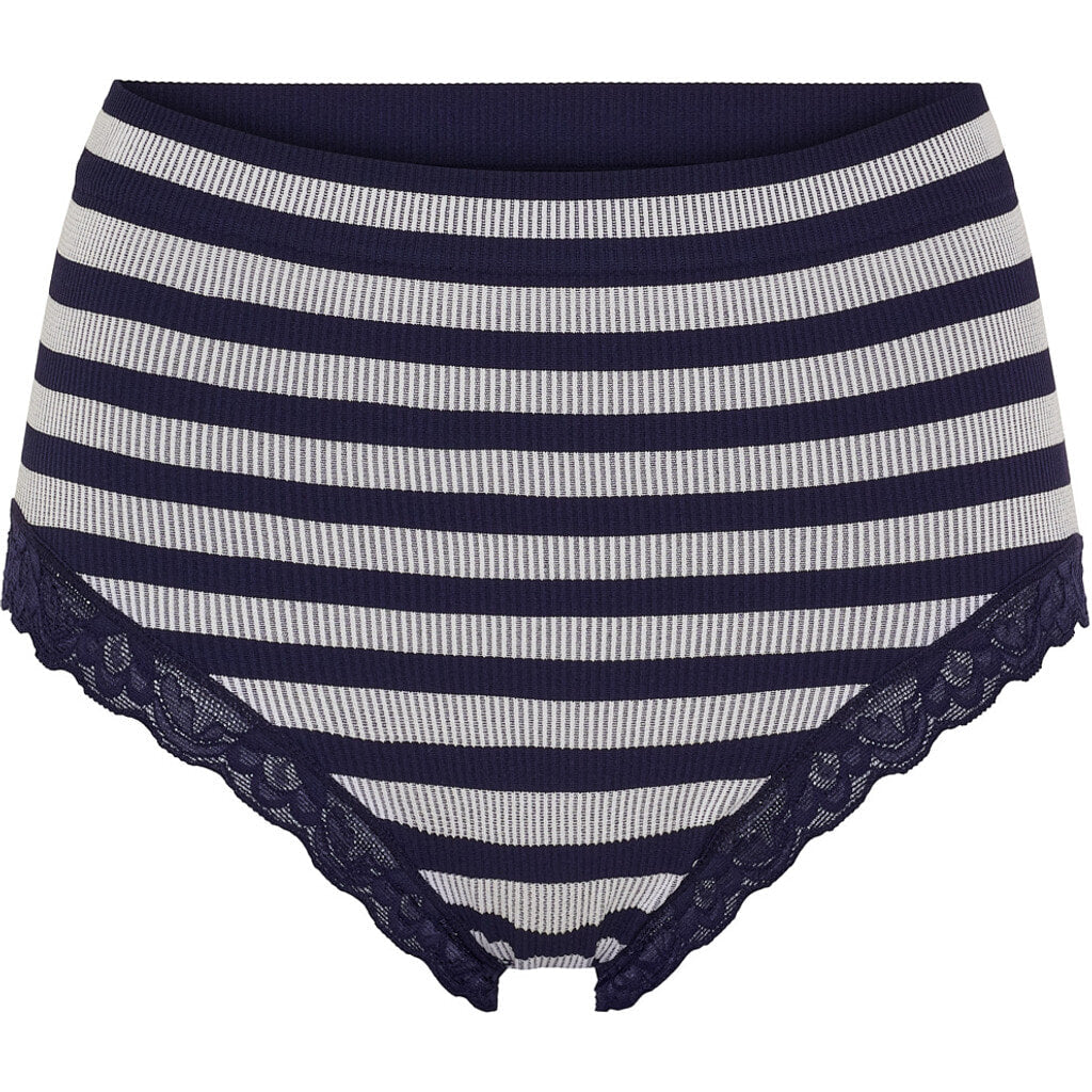 Microfiber T&S ISA stripe rib midi panties lace Panties Blu-bianco