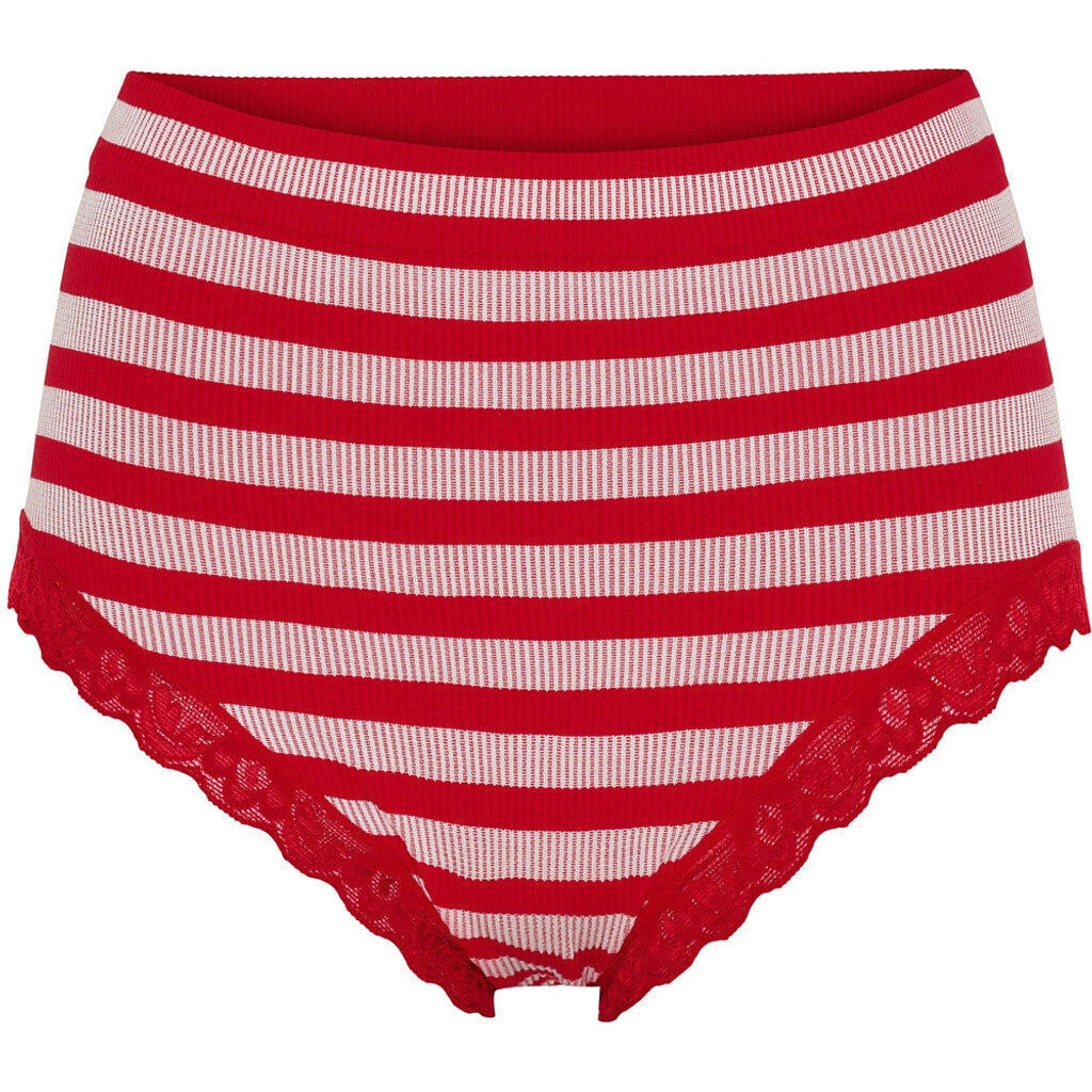 Microfiber T&S ISA stripe rib midi panties lace Panties Rosso-bianco