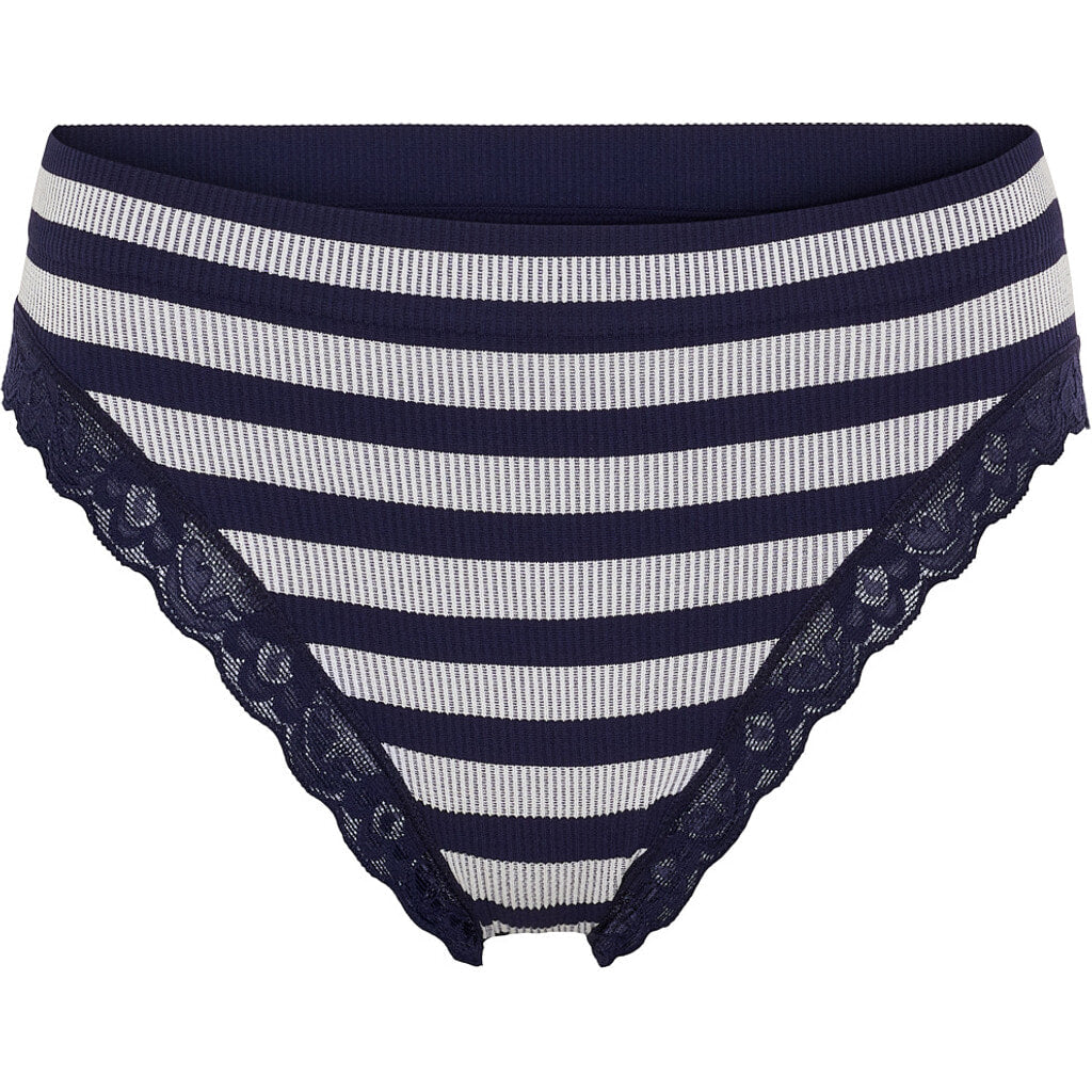 Microfiber T&S ISA stripe rib panties lace Panties Blu-bianco