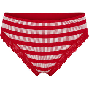 Microfiber T&S ISA stripe rib panties lace Panties Rosso-bianco