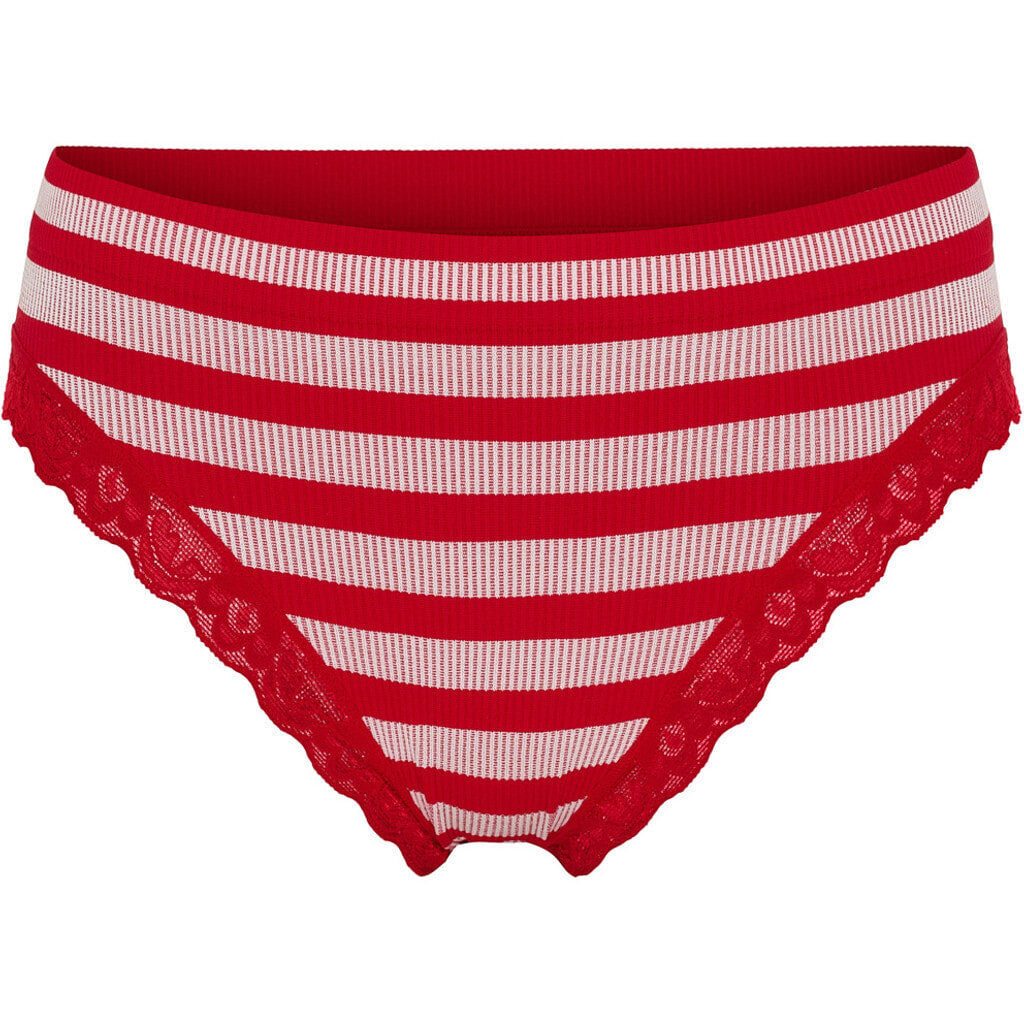 Microfiber T&S ISA stripe rib panties lace Panties Rosso-bianco