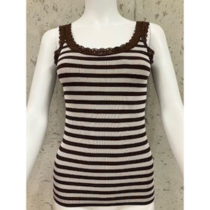 Microfiber T&S ISA stripe rib top Rib Top Cioccolato-bianco