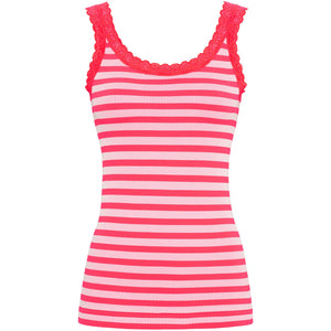 Microfiber T&S ISA stripe rib top Rib Top Scarlatto-bianco