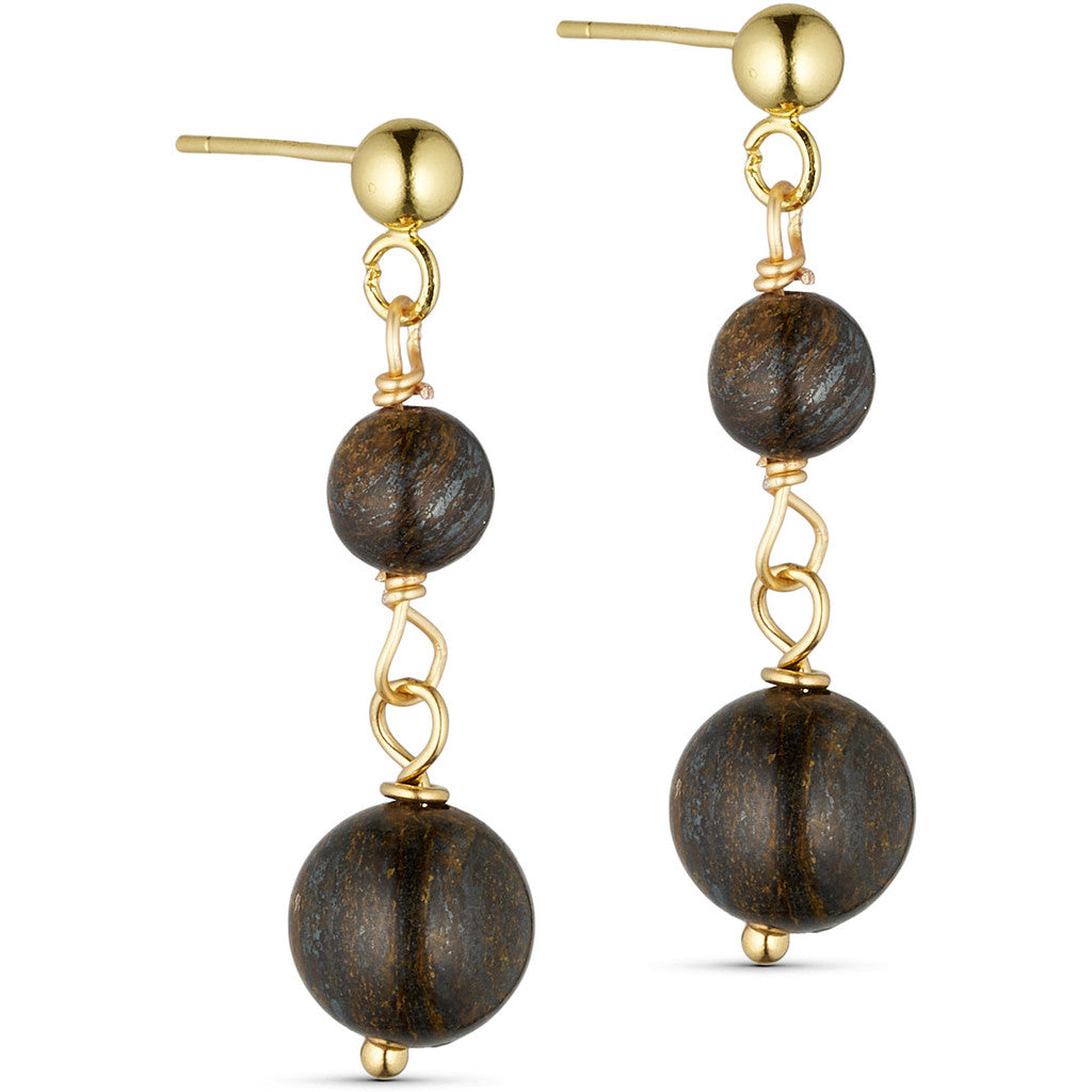 Jewelry T&S Jackie 2-stone Earring Earring Bronze grey stone