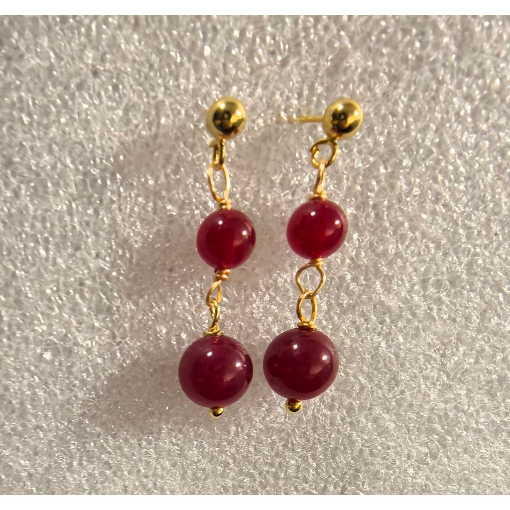 Jewelry T&S Jackie 2-stone Earring Earring Wine ruby