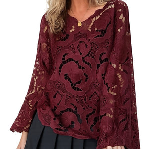 Clothing T&S Jilian Lace Blouse Blouse Bordeaux