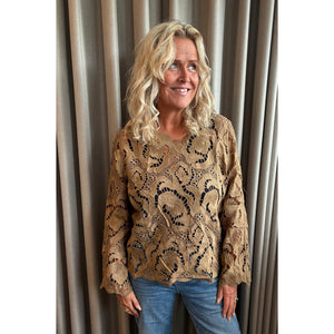 Clothing T&S Jilian Lace Blouse Blouse Coffee