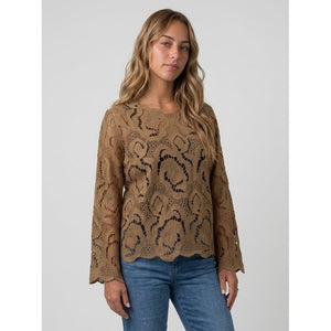 Clothing T&S Jilian Lace Blouse Blouse Coffee