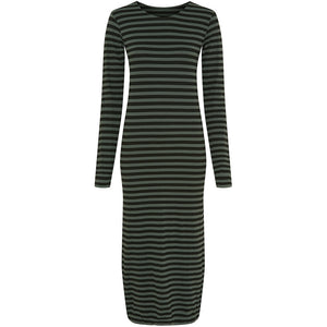 Microfiber T&S Joy dress LS Stripe Dress Nero/caffe