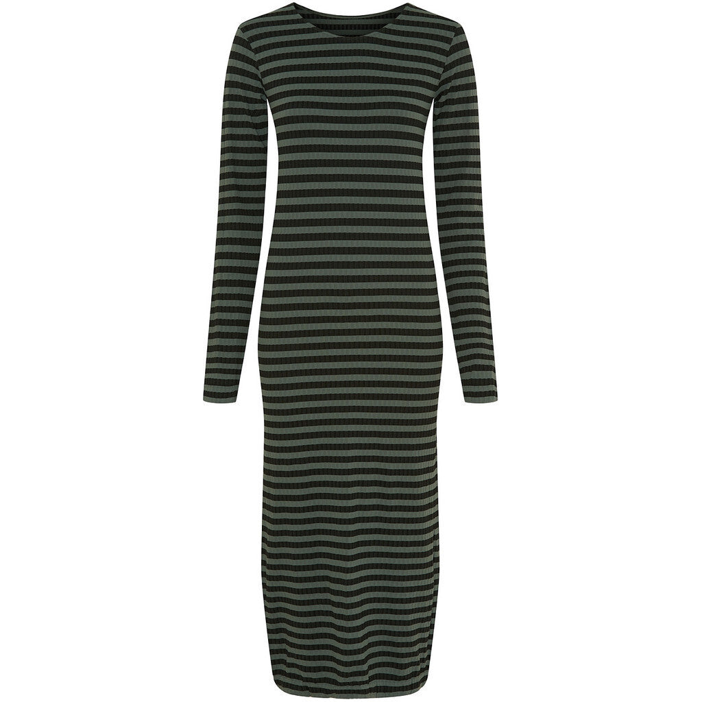 Microfiber T&S Joy dress LS Stripe Dress Nero/caffe