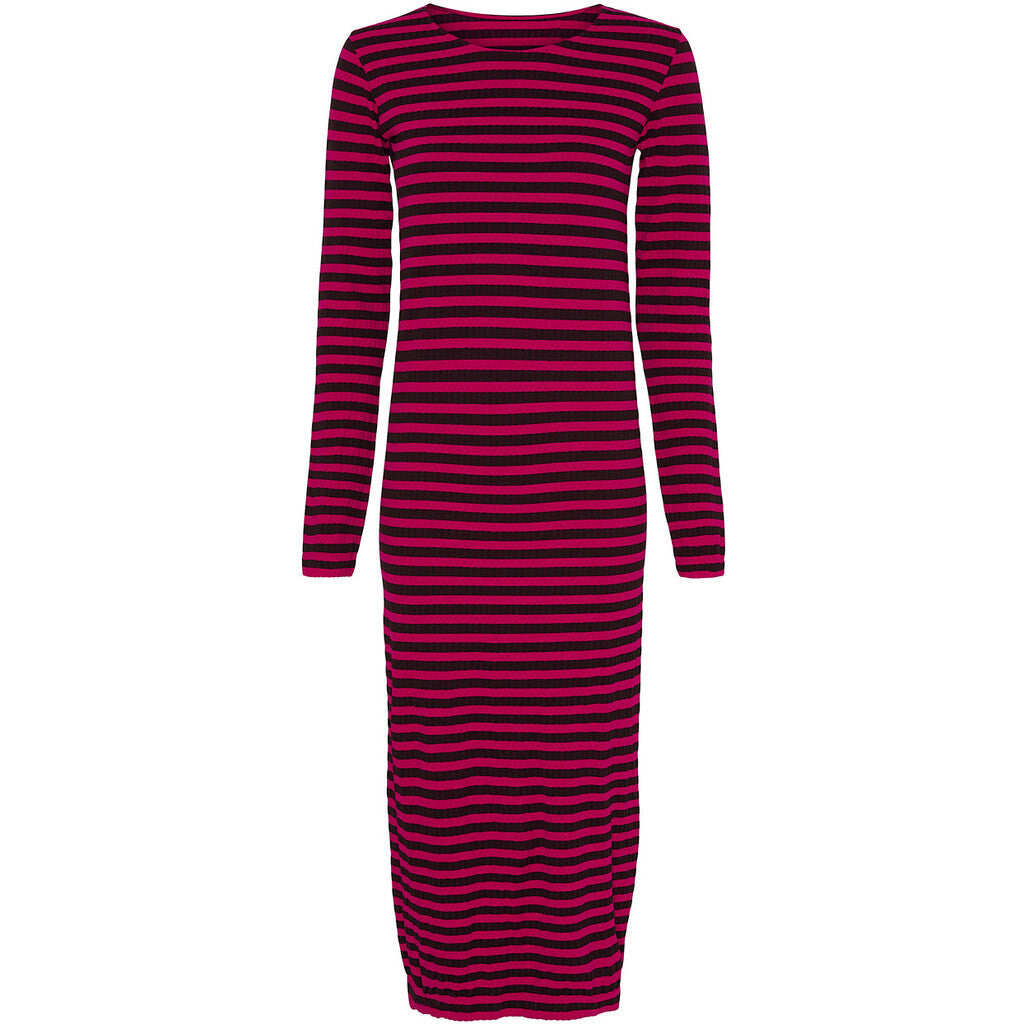 Microfiber T&S Joy dress LS Stripe Dress Nero/sangria