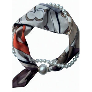 Jewelry T&S Kendall Scarf w. magnetic pearl and necklace Scarf Taupe