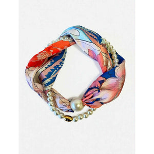 Jewelry T&S Kim Scarf w. magnetic pearl and necklace Scarf Multi