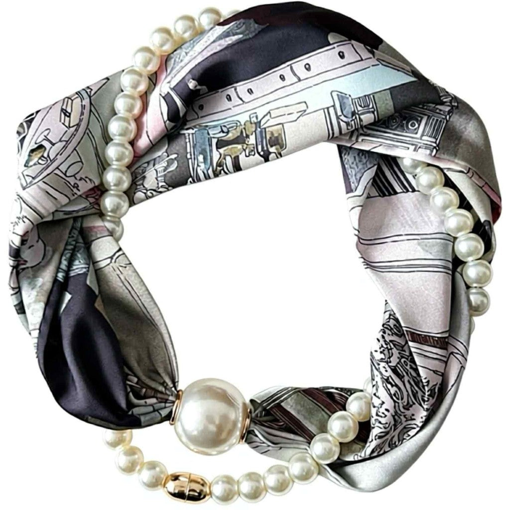 Jewelry T&S Kim Scarf w. magnetic pearl and necklace Scarf Multi 1
