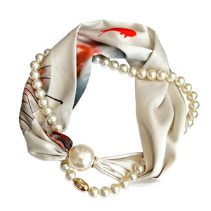 Scarf T&S Kim Scarf w. magnetic pearl and necklace Scarf Multi 3