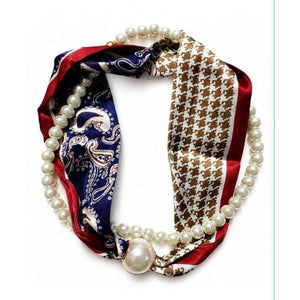 Scarf T&S Kim Scarf w. magnetic pearl and necklace Scarf aw10