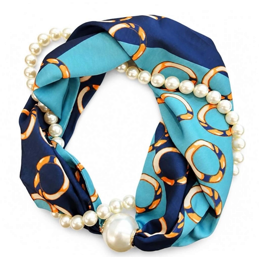 Scarf T&S Kim Scarf w. magnetic pearl and necklace Scarf aw13