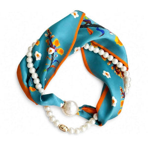 Scarf T&S Kim Scarf w. magnetic pearl and necklace Scarf aw14