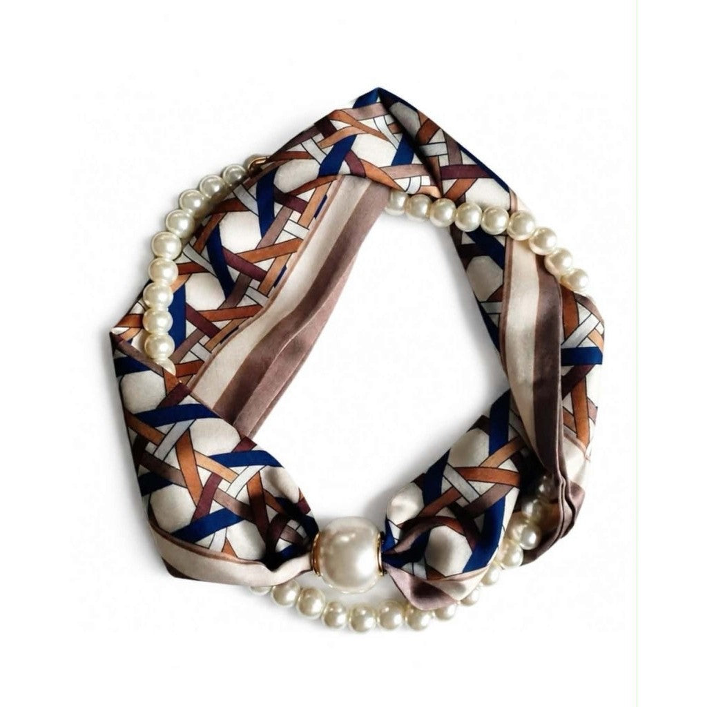 Scarf T&S Kim Scarf w. magnetic pearl and necklace Scarf aw5