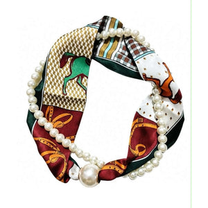 Scarf T&S Kim Scarf w. magnetic pearl and necklace Scarf aw7